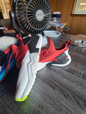 Nike Kids Red, White and Neon Green Sneakers